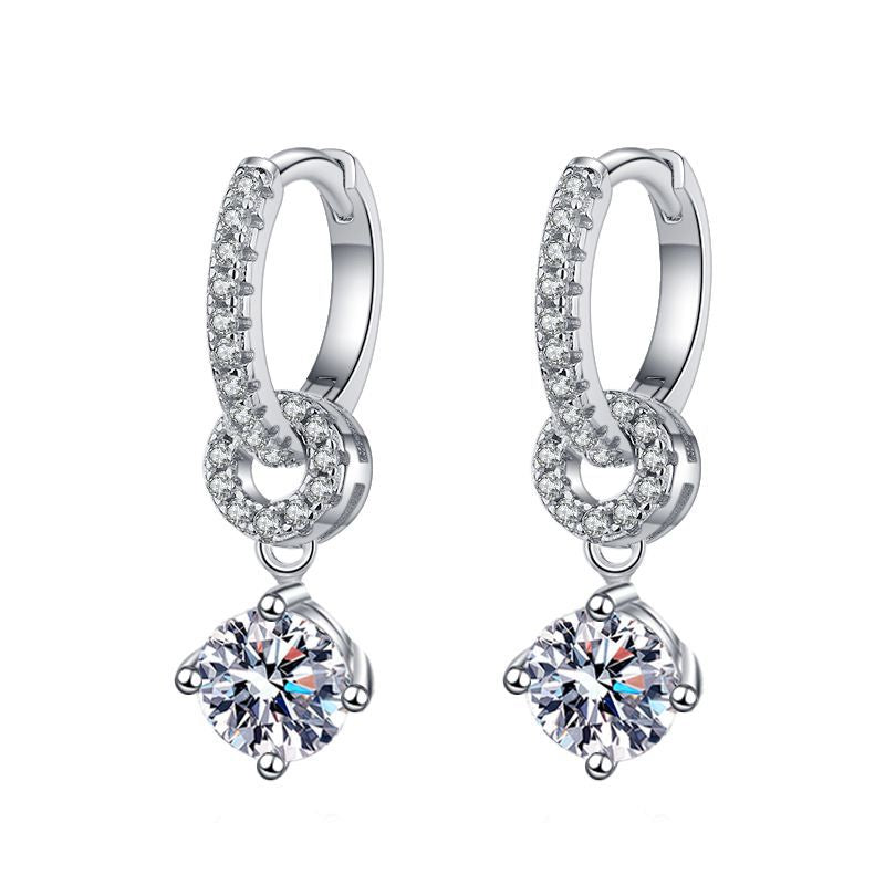 [Elara]INTERLOCKING DOUBLE RING MOISSANITE DROP EARRINGS