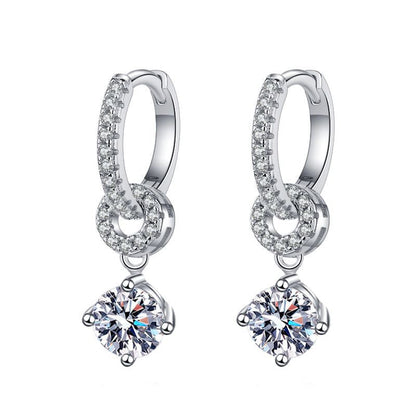 [Elara]INTERLOCKING DOUBLE RING MOISSANITE DROP EARRINGS