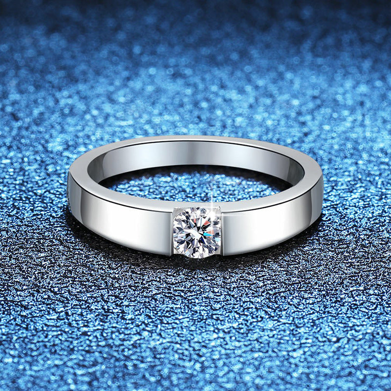 [Elara]SLEEK MINIMALIST COUPLE'S MOISSANITE RING
