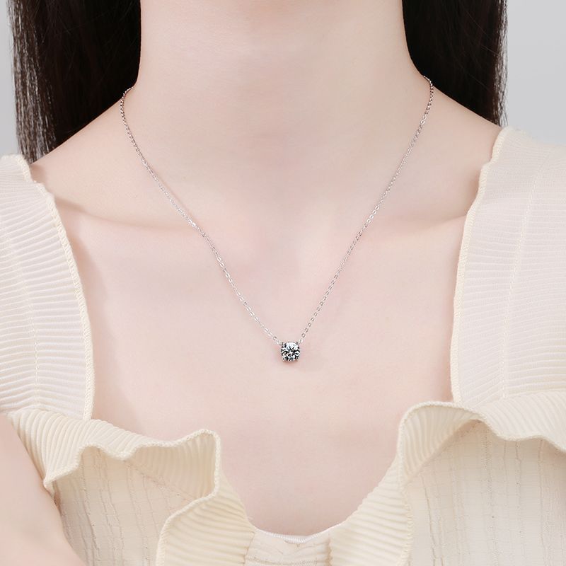 [Elara]CLASSIC FOUR-PRONG SOLITAIRE MOISSANITE NECKLACE
