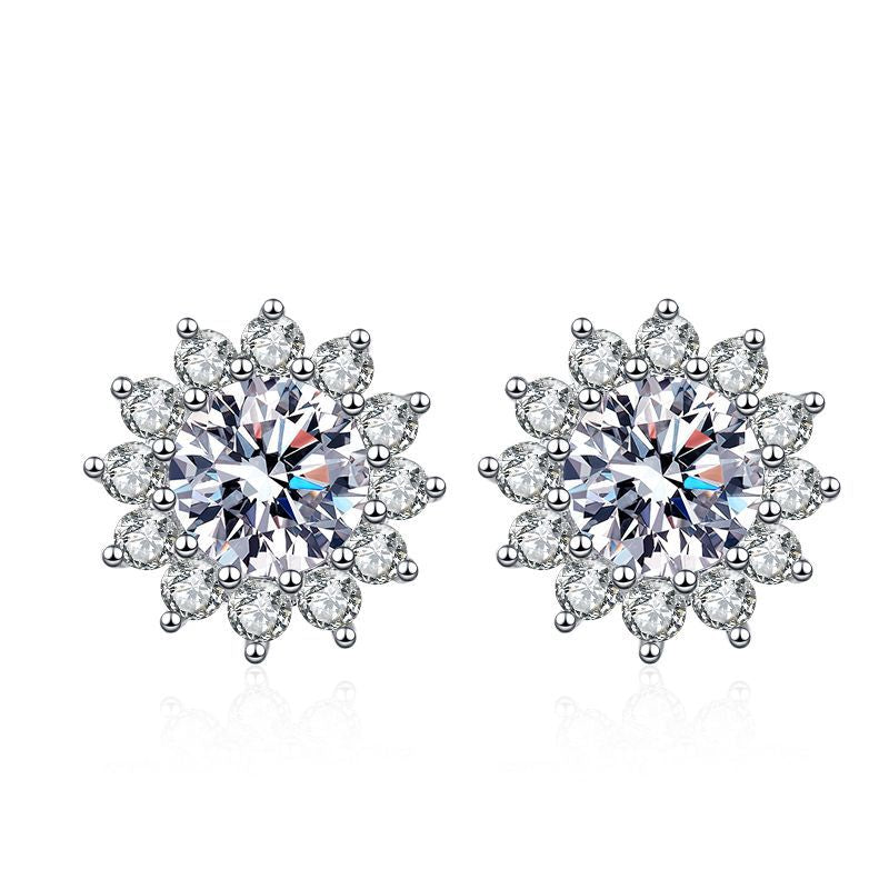 [Elara]BLOOMING SUNFLOWER MOISSANITE STUD EARRINGS