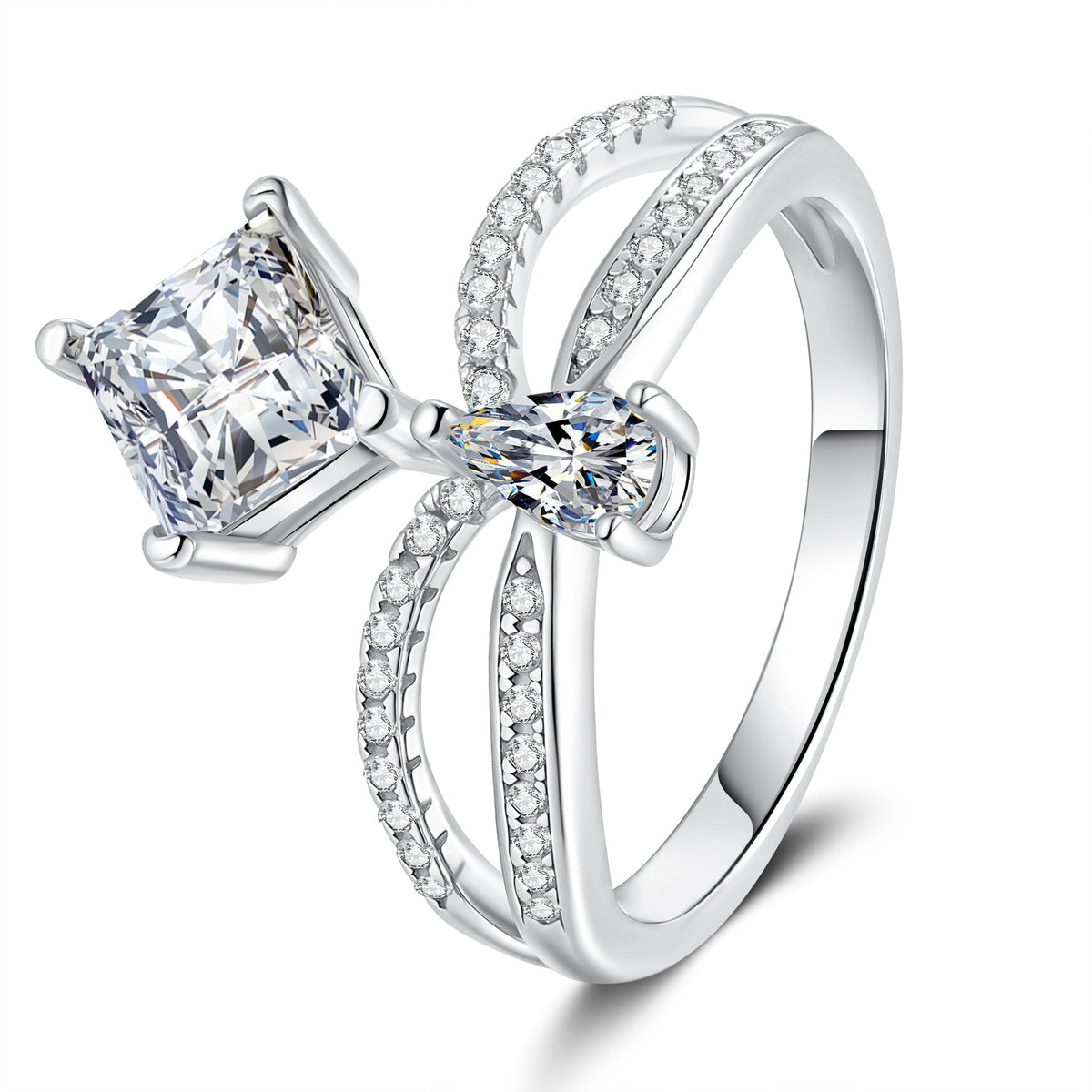 [Elara]ELEGANT DOUBLE-TWISTED MOISSANITE RING