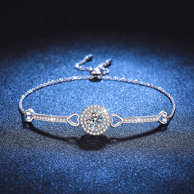 [Elara]INTERLOCKING HEART & CIRCLE MOISSANITE BRACELET