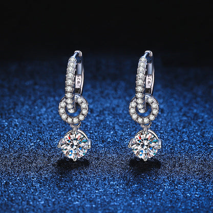 [Elara]INTERLOCKING DOUBLE RING MOISSANITE DROP EARRINGS