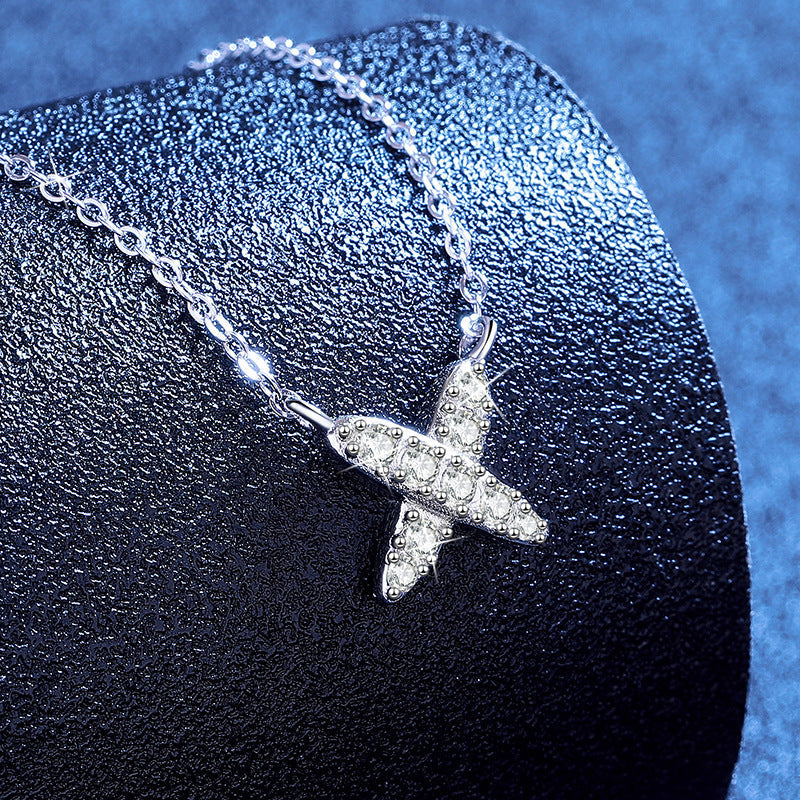 [Elara]MODERN X-SHAPE PAVÉ MOISSANITE NECKLACE