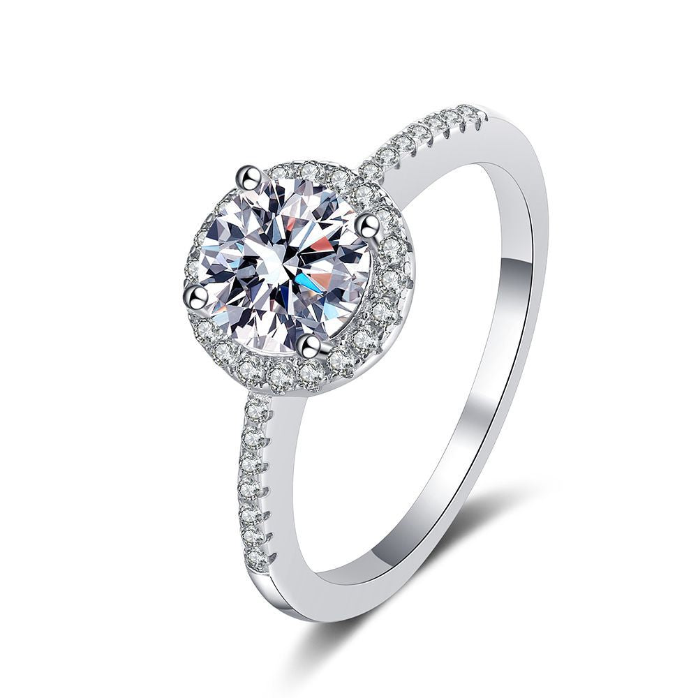 [Elara]RADIANT ROUND HALO MOISSANITE ENGAGEMENT RING