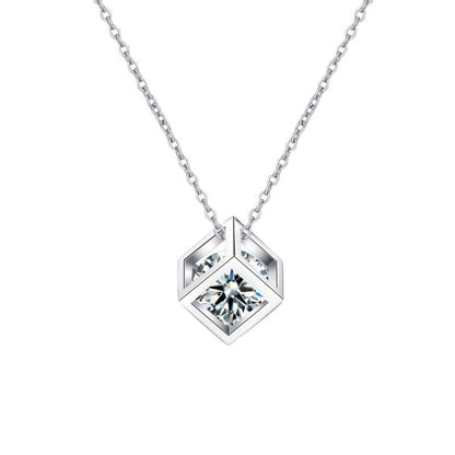 [Elara]GEOMETRIC SUGAR-CUBE MOISSANITE NECKLACE