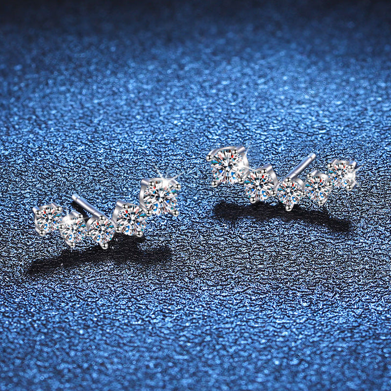 [Elara]SPARKLING SMILE ARC MOISSANITE STUD EARRINGS