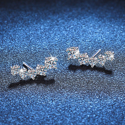 [Elara]SPARKLING SMILE ARC MOISSANITE STUD EARRINGS