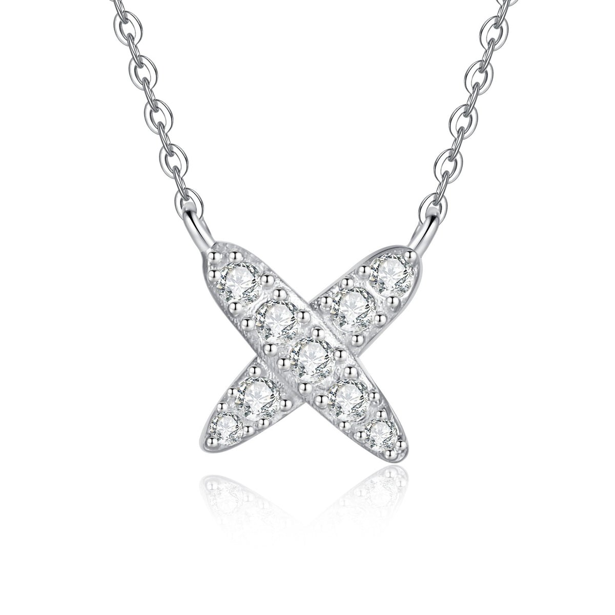 [Elara]MODERN X-SHAPE PAVÉ MOISSANITE NECKLACE