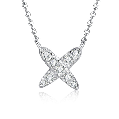 [Elara]MODERN X-SHAPE PAVÉ MOISSANITE NECKLACE