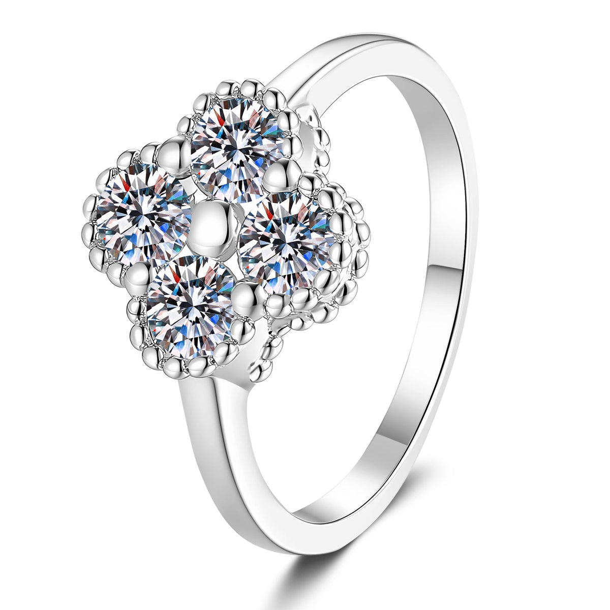 [Elara]ELEGANT FOUR-LEAF CLOVER MOISSANITE RING