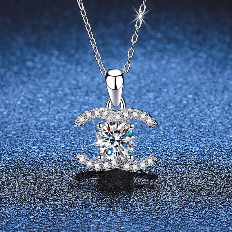 [Elara]CLASSIC INTERLOCKING MOISSANITE PENDANT NECKLACE