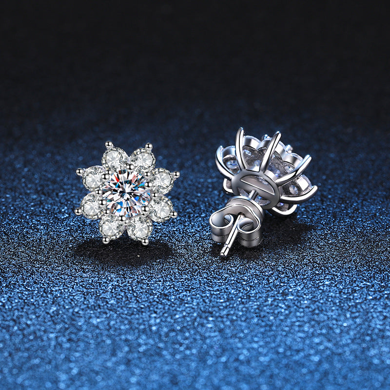 [Elara]RADIANT SUNFLOWER MOISSANITE STUD EARRINGS