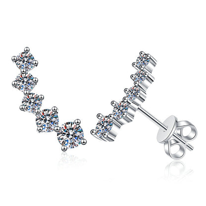 [Elara]SPARKLING SMILE ARC MOISSANITE STUD EARRINGS