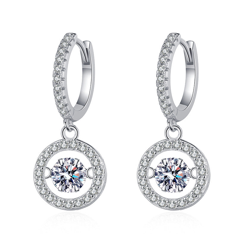 [Elara]DANCING MOISSANITE HALO DROP HOOP EARRINGS