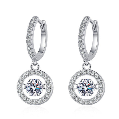 [Elara]DANCING MOISSANITE HALO DROP HOOP EARRINGS