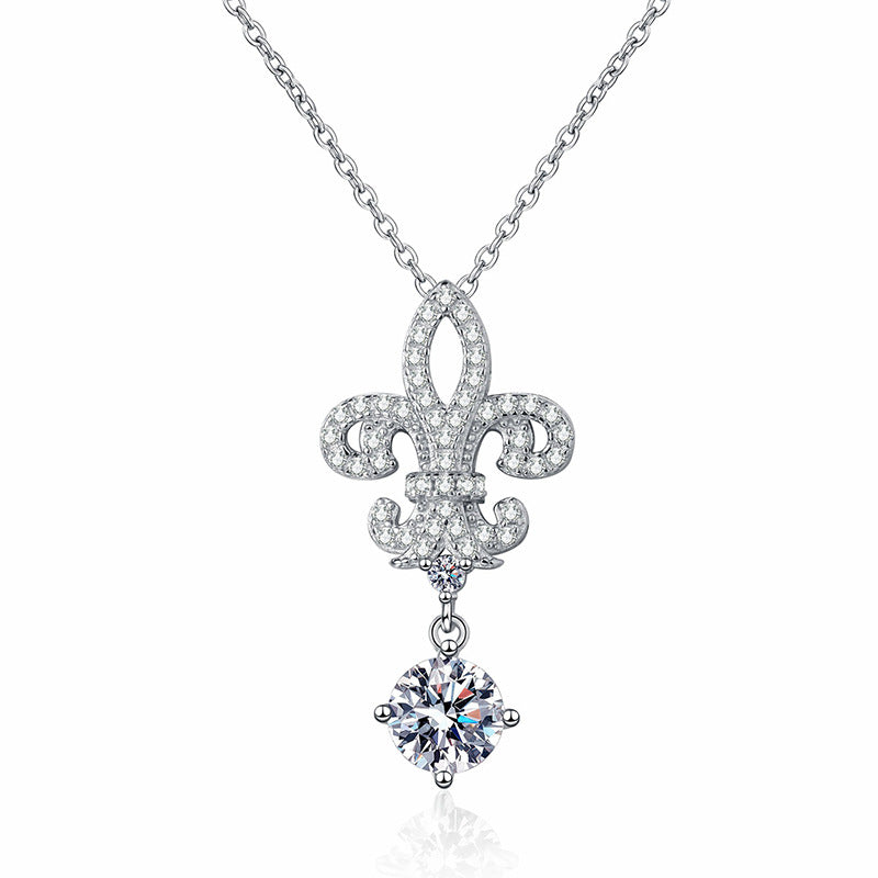 [Elara]ROYAL FLEUR-DE-LIS MOISSANITE PENDANT NECKLACE