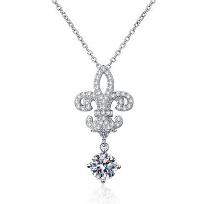 [Elara]ROYAL FLEUR-DE-LIS MOISSANITE PENDANT NECKLACE