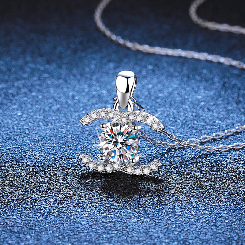 [Elara]CLASSIC INTERLOCKING MOISSANITE PENDANT NECKLACE