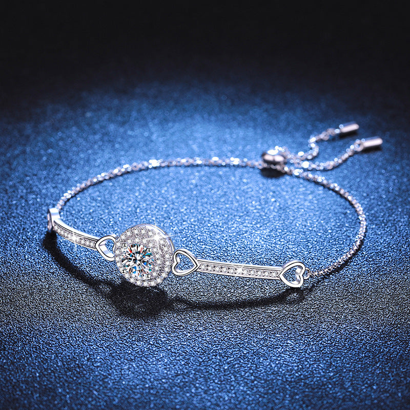 [Elara]INTERLOCKING HEART & CIRCLE MOISSANITE BRACELET