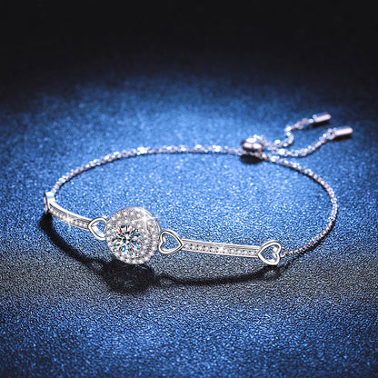 [Elara]INTERLOCKING HEART & CIRCLE MOISSANITE BRACELET