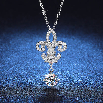 [Elara]ROYAL FLEUR-DE-LIS MOISSANITE PENDANT NECKLACE