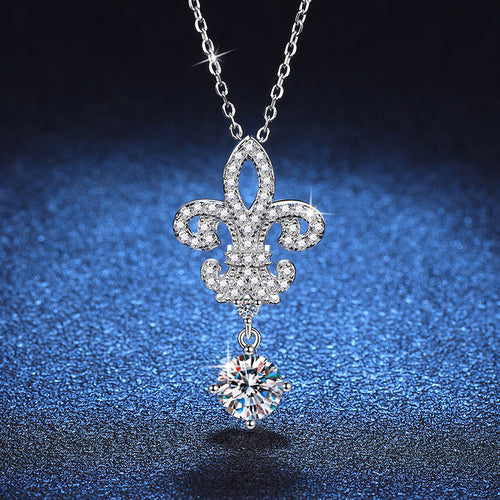 [Elara]ROYAL FLEUR-DE-LIS MOISSANITE PENDANT NECKLACE