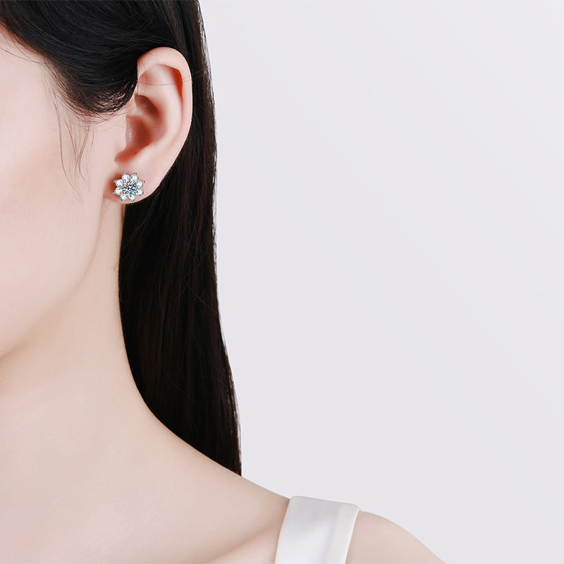 [Elara]RADIANT SUNFLOWER MOISSANITE STUD EARRINGS