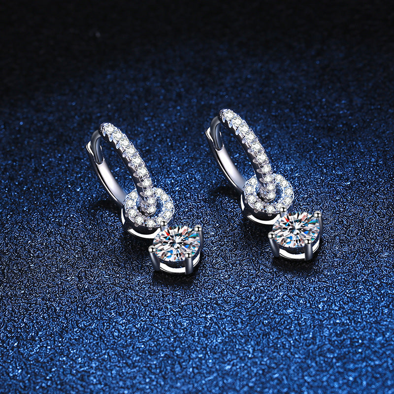 [Elara]INTERLOCKING DOUBLE RING MOISSANITE DROP EARRINGS