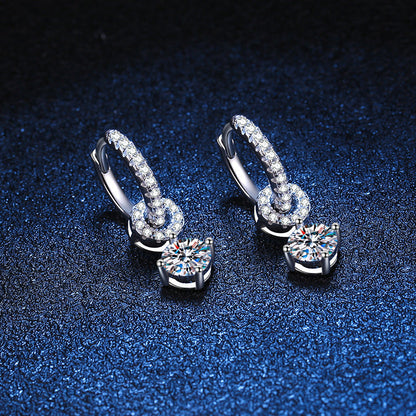 [Elara]INTERLOCKING DOUBLE RING MOISSANITE DROP EARRINGS