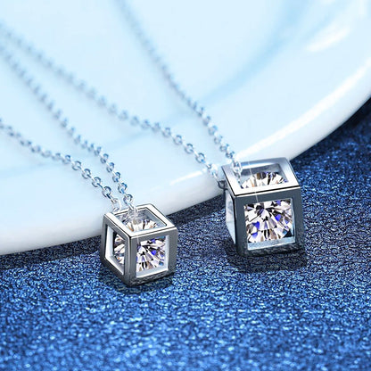 [Elara]GEOMETRIC SUGAR-CUBE MOISSANITE NECKLACE