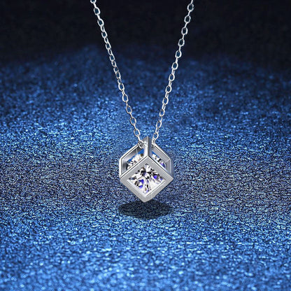 [Elara]GEOMETRIC SUGAR-CUBE MOISSANITE NECKLACE