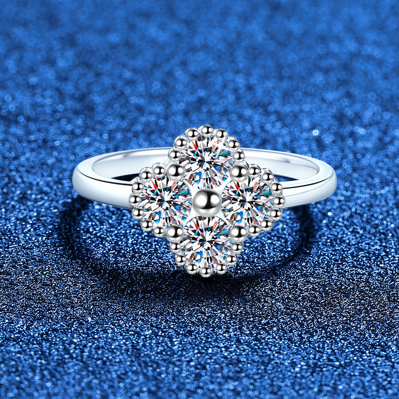 [Elara]ELEGANT FOUR-LEAF CLOVER MOISSANITE RING