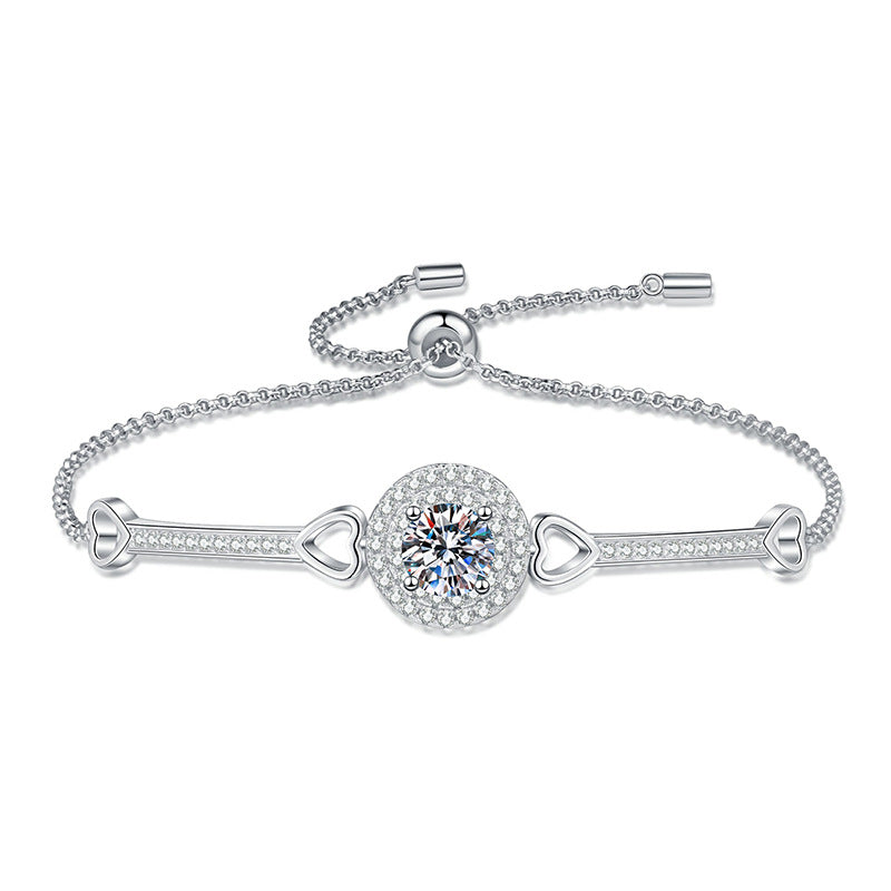[Elara]INTERLOCKING HEART & CIRCLE MOISSANITE BRACELET