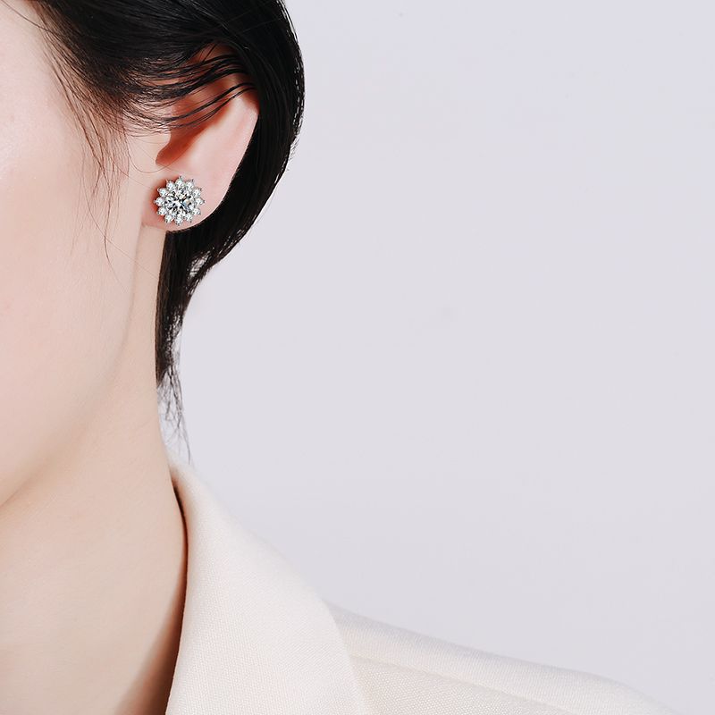 [Elara]BLOOMING SUNFLOWER MOISSANITE STUD EARRINGS