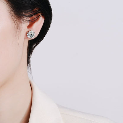 [Elara]BLOOMING SUNFLOWER MOISSANITE STUD EARRINGS