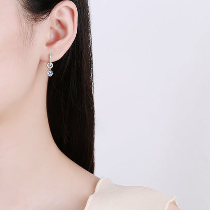 [Elara]INTERLOCKING DOUBLE RING MOISSANITE DROP EARRINGS