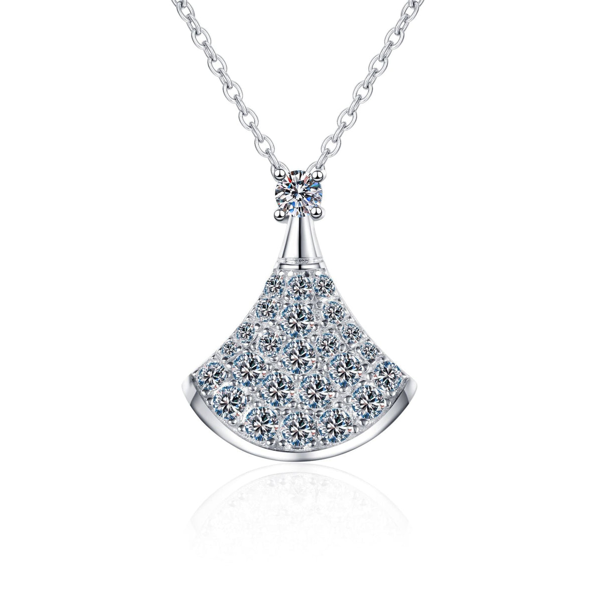 [Elara]ELEGANT FAN-SHAPED MOISSANITE PENDANT NECKLACE