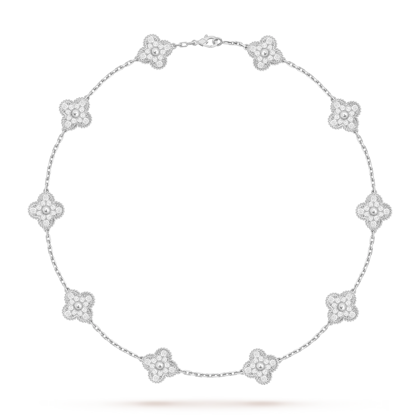 [Elara]KLASSISCHE GLÜCKLICHE 10-MOTIV-KLEE-HALSKETTE WEISSGOLD-KOLLEKTION