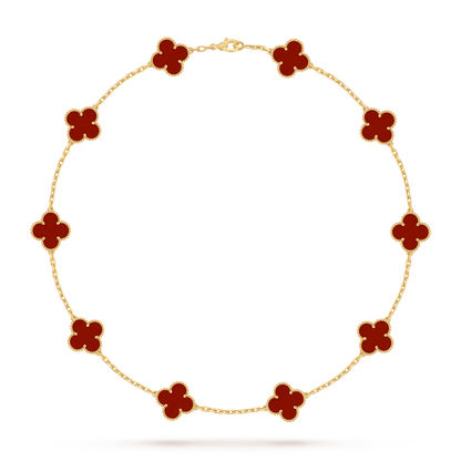 [Elara]CLASSIC LUCKY 10-MOTIF CLOVER NECKLACE GOLD COLLECTION