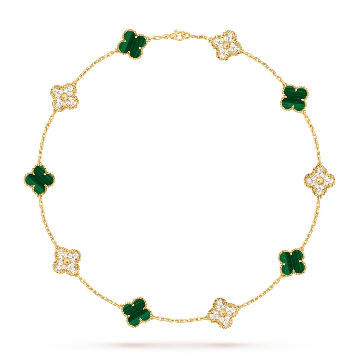 [Elara]CLASSIC LUCKY 10-MOTIF CLOVER NECKLACE GOLD COLLECTION