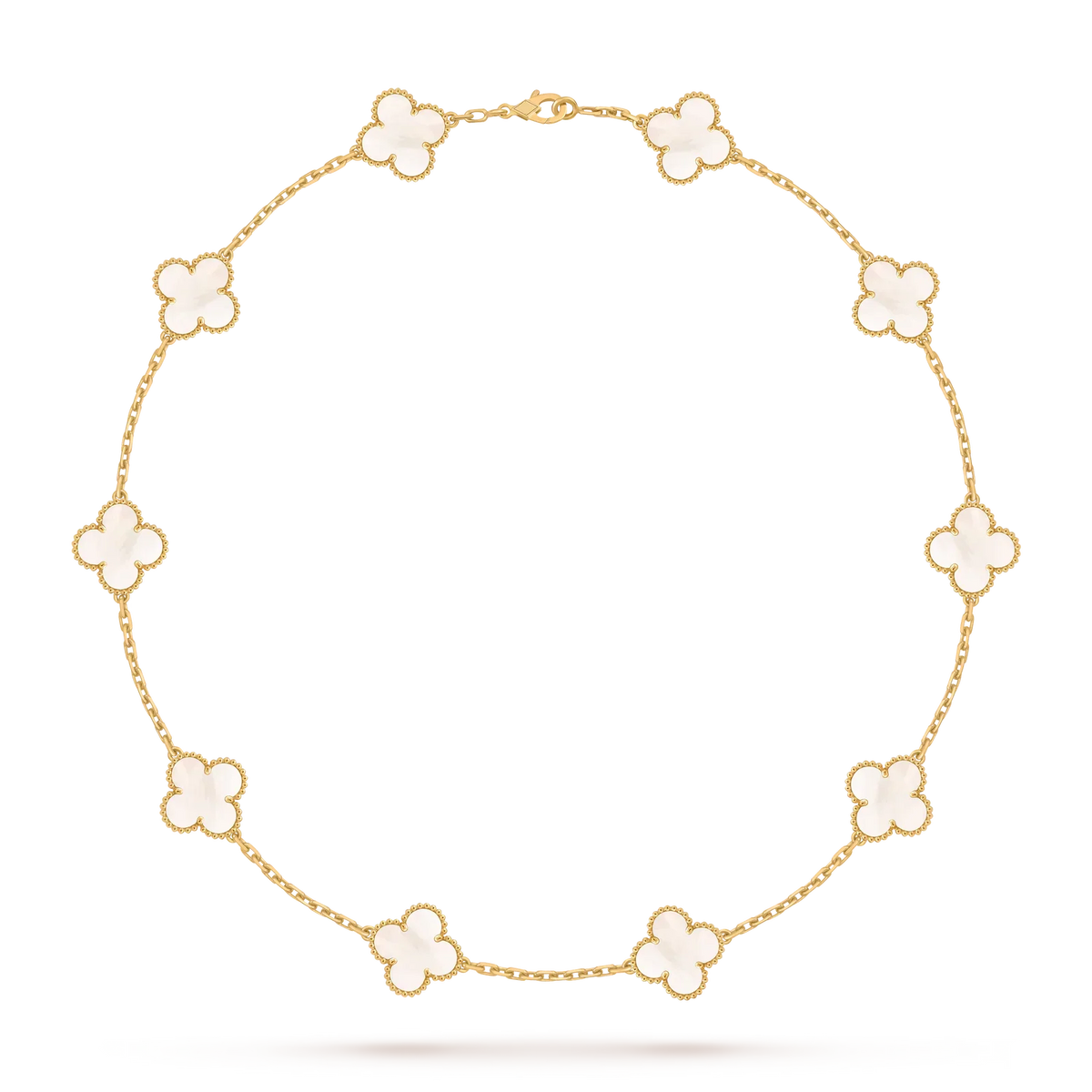 [Elara]CLASSIC LUCKY 10-MOTIF CLOVER NECKLACE GOLD COLLECTION