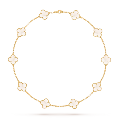 [Elara]CLASSIC LUCKY 10-MOTIF CLOVER NECKLACE GOLD COLLECTION
