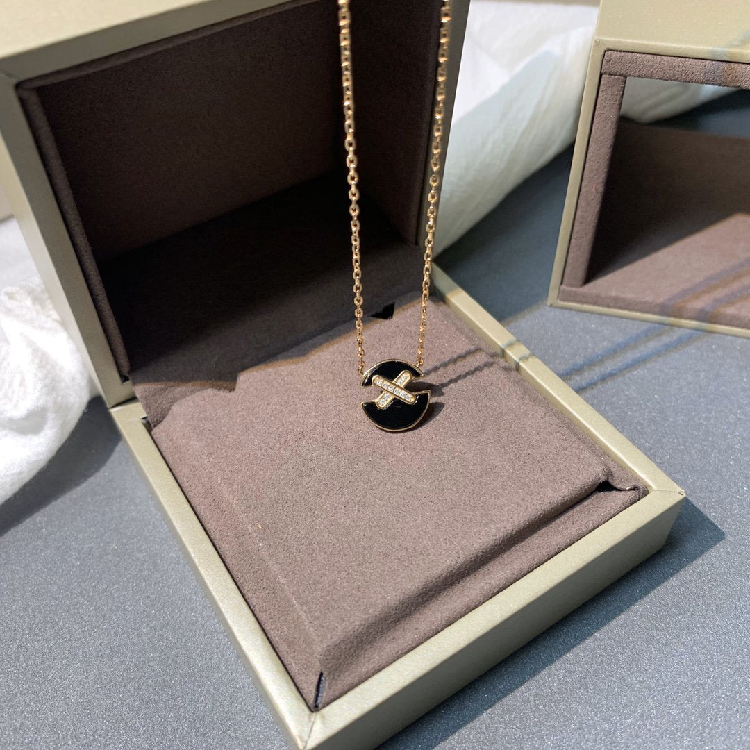 [Elara]JEUX DE ROSE GOLD DIAMOND NECKLACE