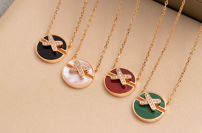 [Elara]JEUX DE ROSE GOLD DIAMOND NECKLACE