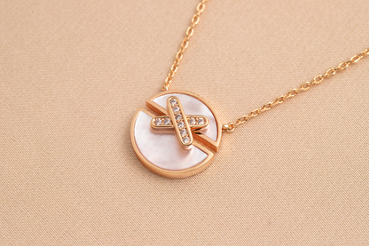 [Elara]JEUX DE ROSE GOLD DIAMOND NECKLACE
