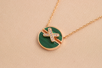 [Elara]JEUX DE ROSE GOLD DIAMOND NECKLACE
