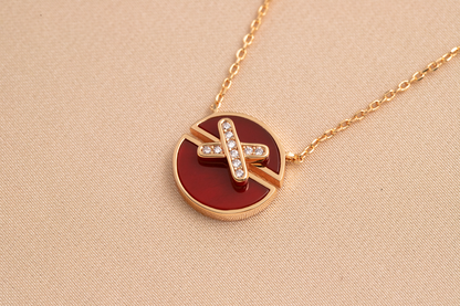 [Elara]JEUX DE ROSE GOLD DIAMOND NECKLACE