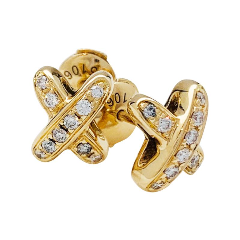 [Elara]JEUX DE GOLD DIAMOND EARRINGS